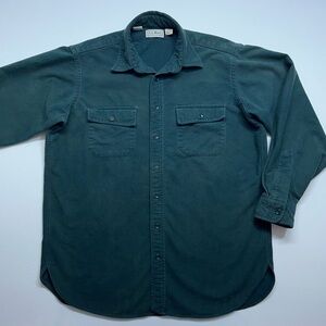LL Bean Chamois Cloth Shirt Mens XL 16 1/2 Tall Green Heavy Button Down Made USA